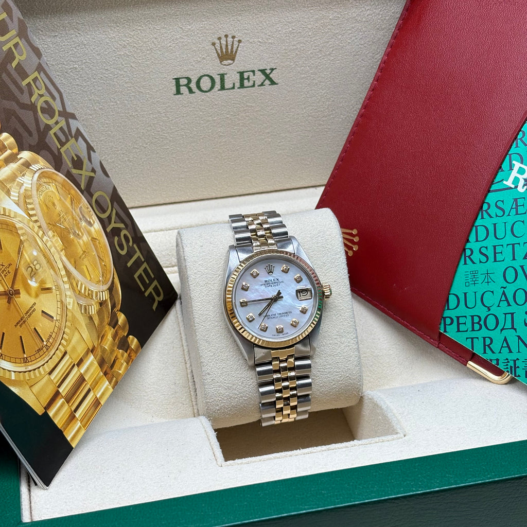 Rolex Datejust 31mm Two Tone Diamond Mother Of Pearl Dial 6827
