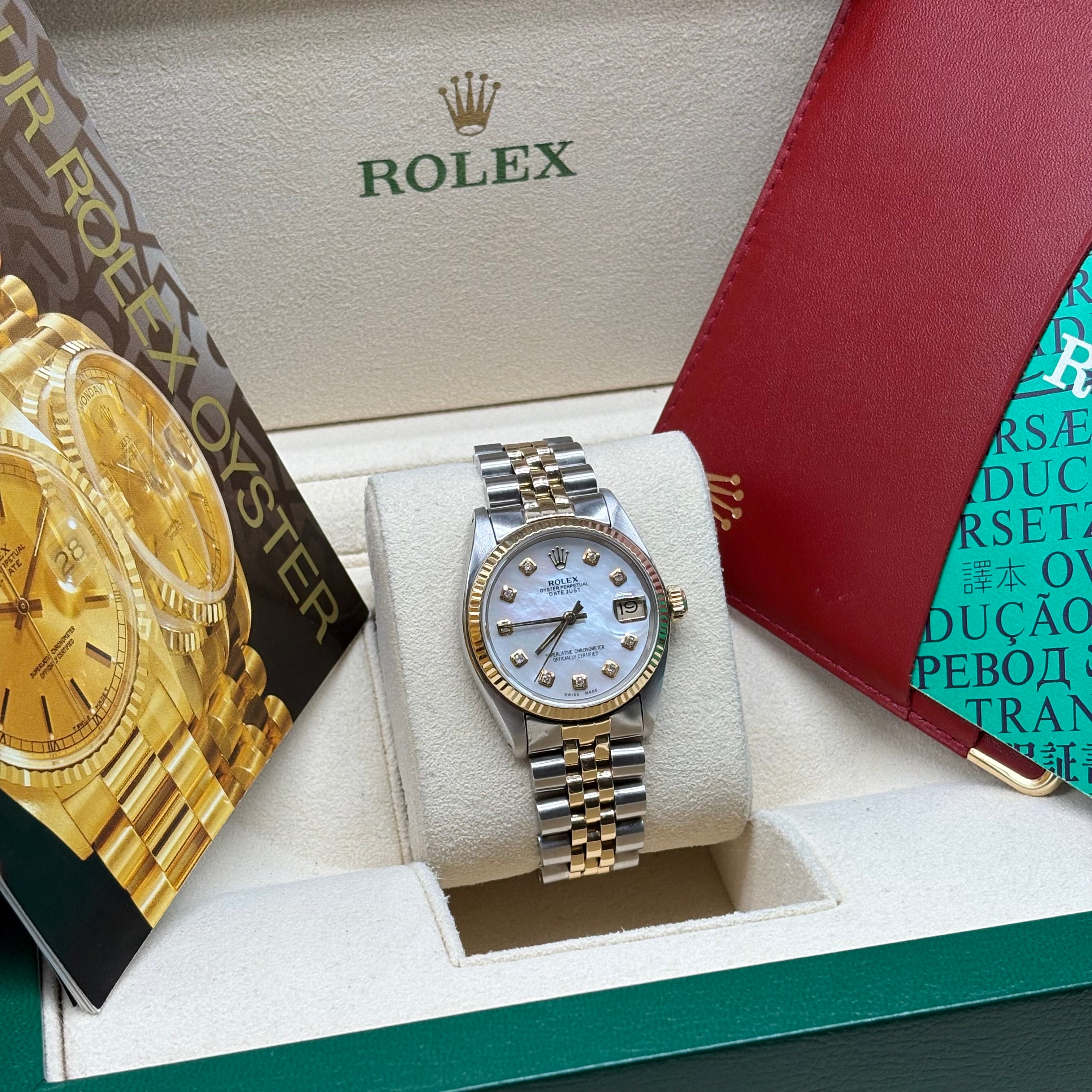Rolex Datejust 31mm Two Tone Diamond Mother Of Pearl Dial 6827