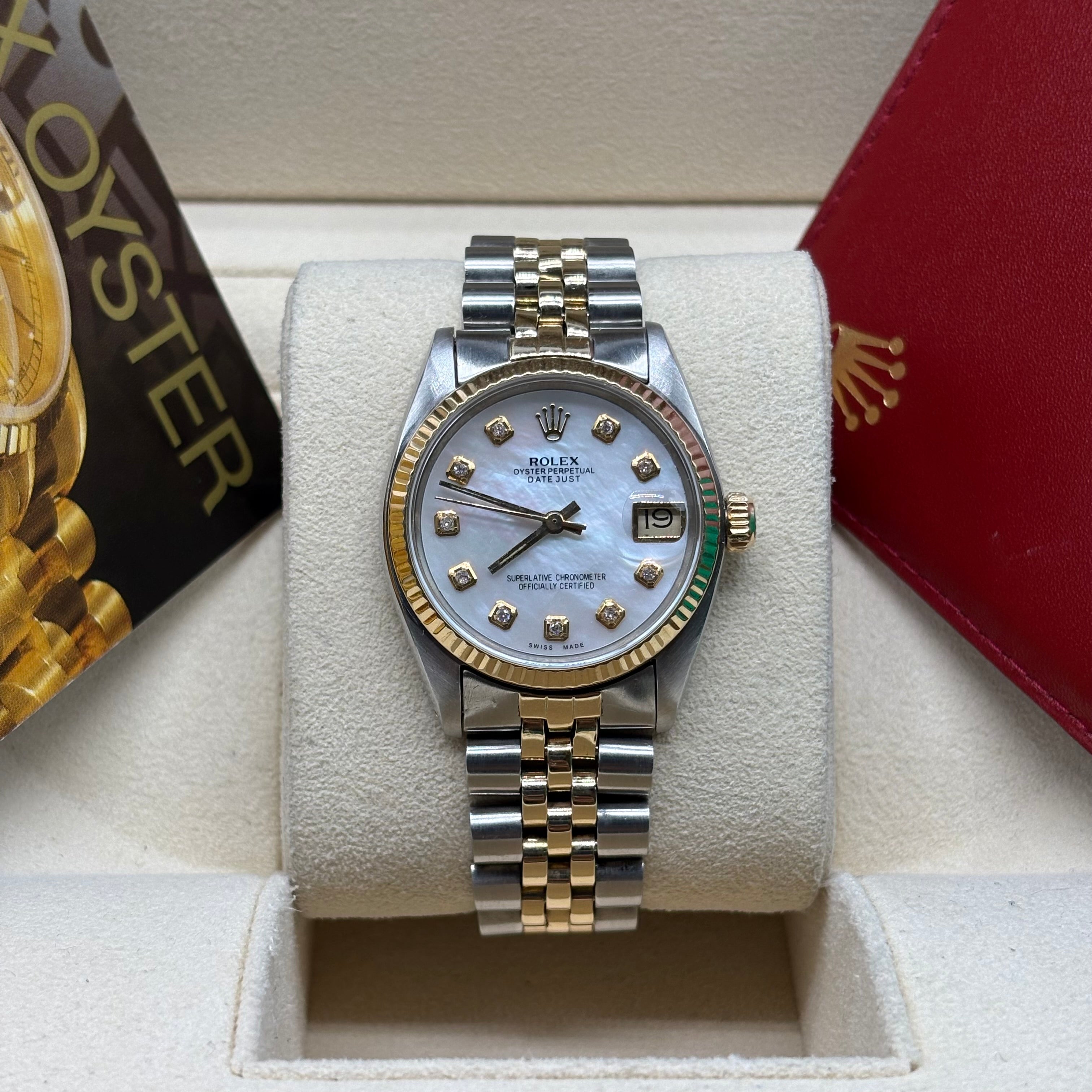 Rolex Datejust 31mm Two Tone Diamond Mother Of Pearl Dial 6827