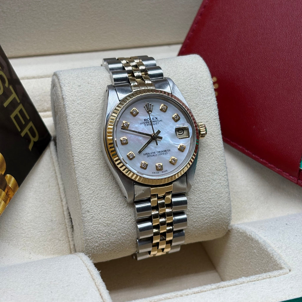 Rolex Datejust 31mm Two Tone Diamond Mother Of Pearl Dial 6827