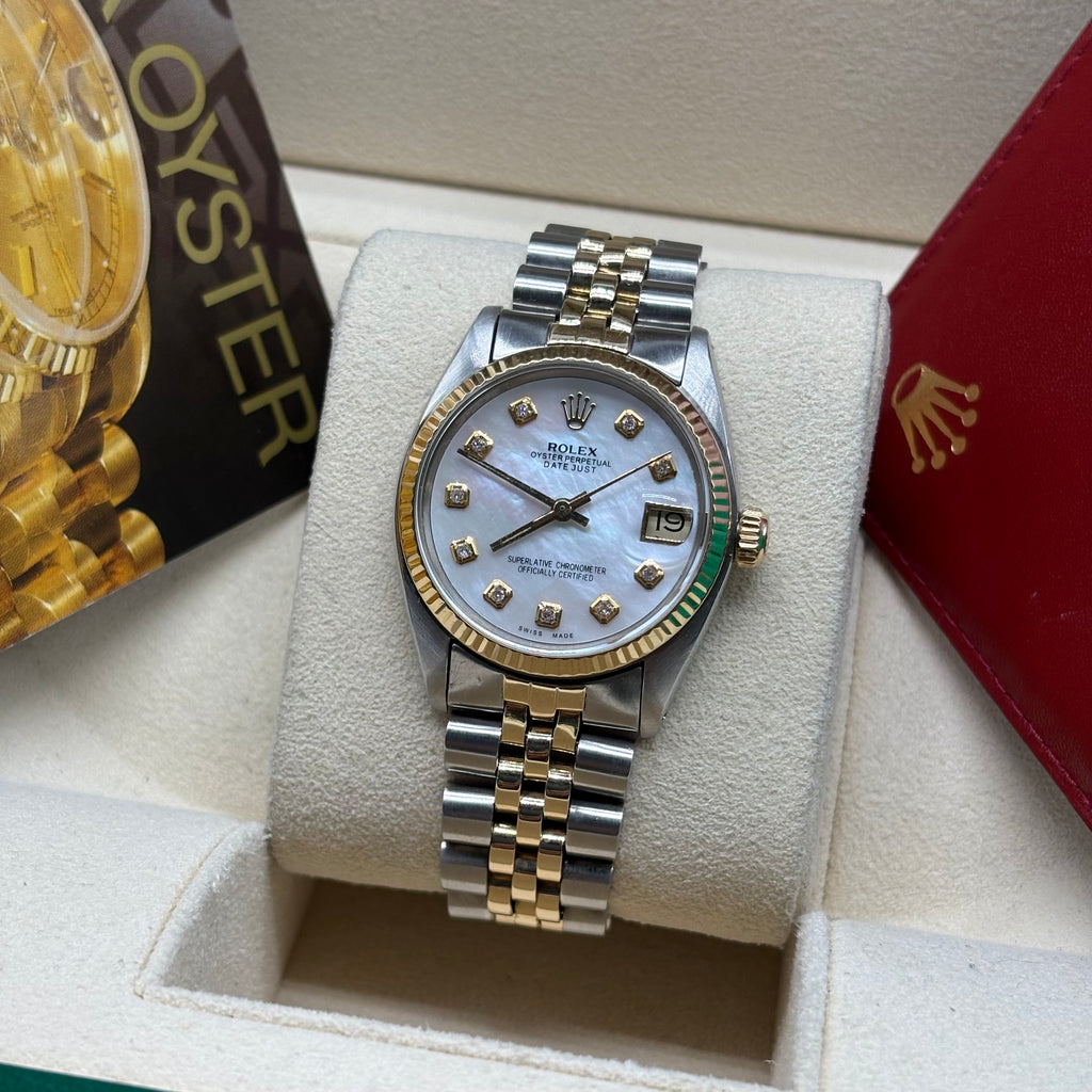 Rolex Datejust 31mm Two Tone Diamond Mother Of Pearl Dial 6827