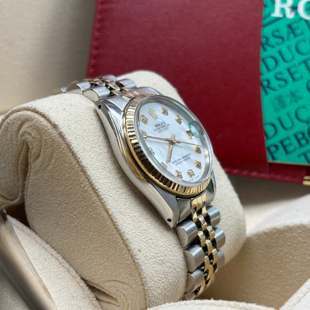 Rolex Datejust 31mm Two Tone Diamond Mother Of Pearl Dial 6827