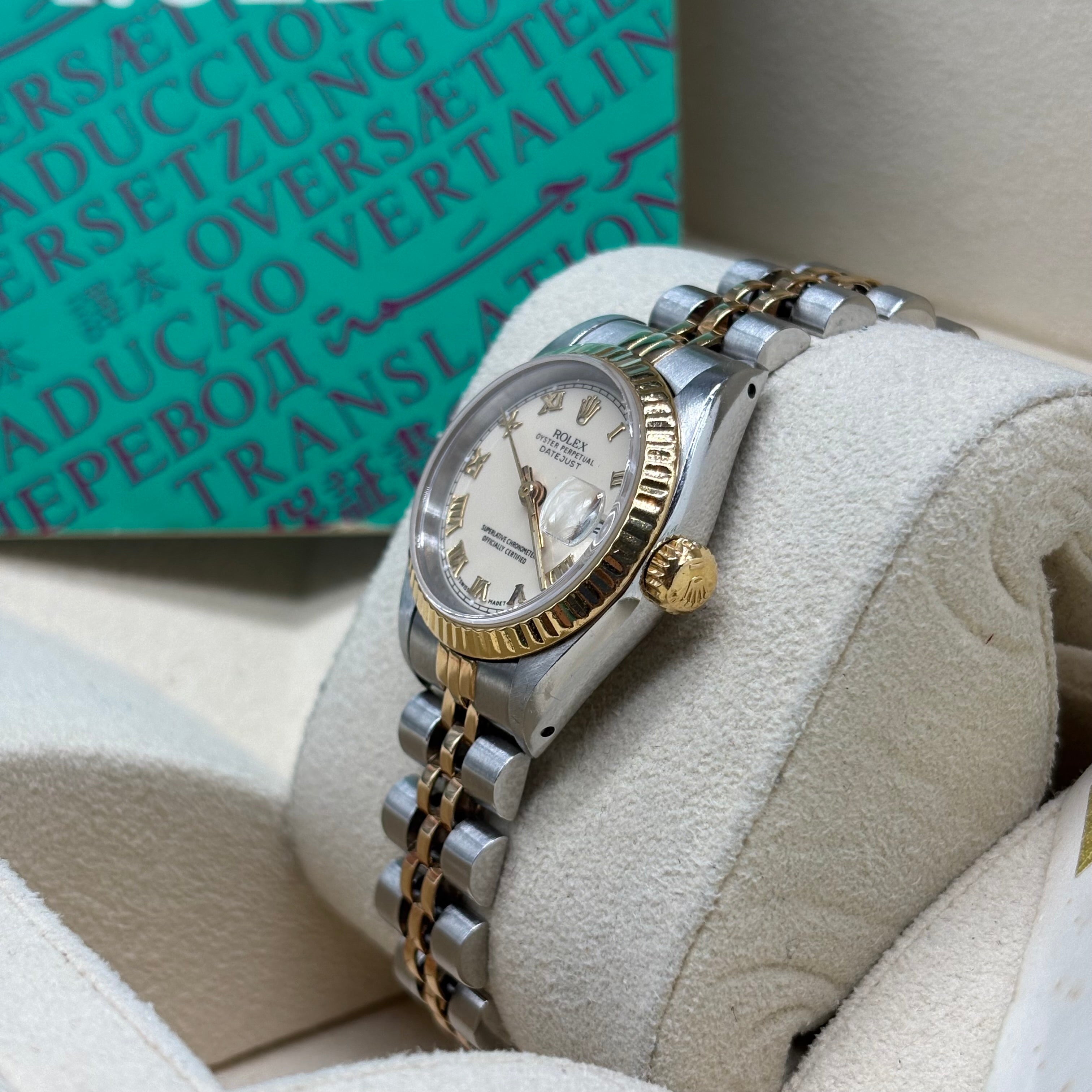 Rolex Lady-Datejust 26mm Ivory Roman Dial 69173 Complete Set
