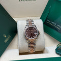 Rolex Lady-Datejust 28mm Two Tone Rose Gold Chocolate Diamond Dial 279171