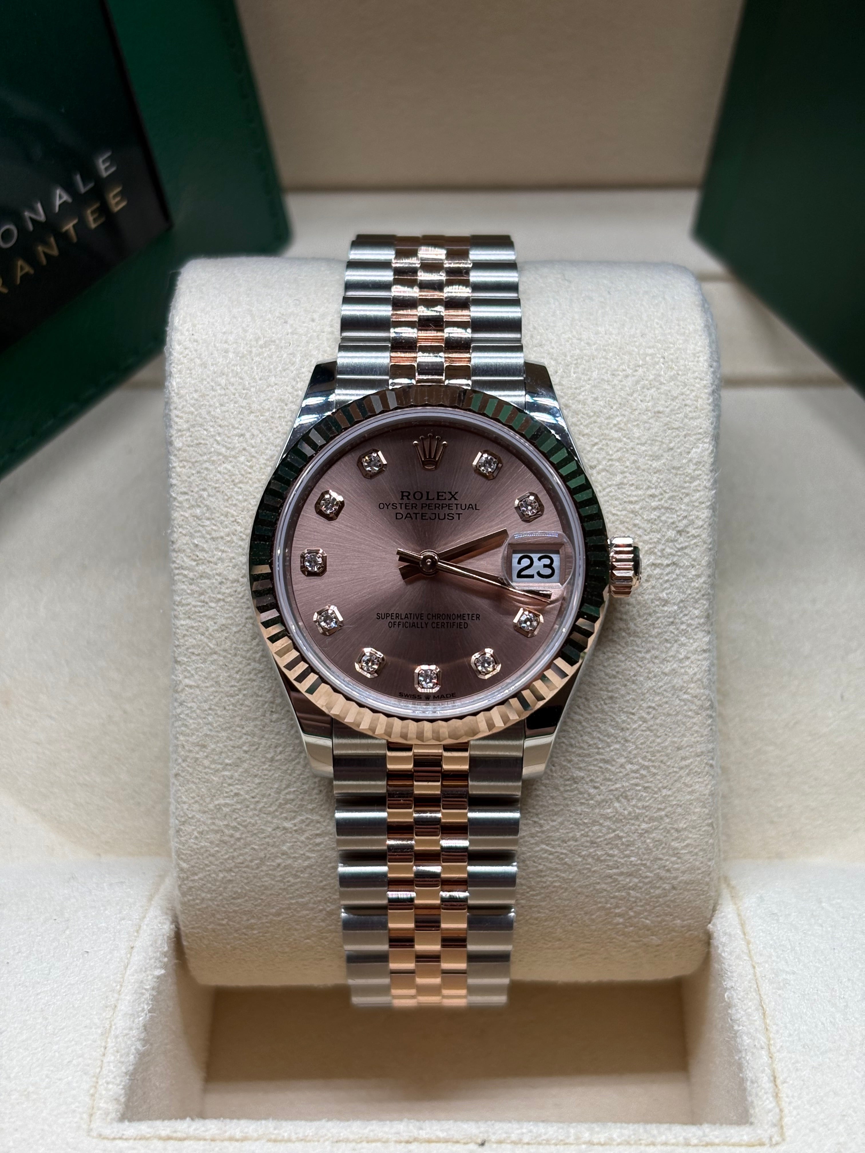 Rolex Datejust 31 Sundust Diamond Dial Two Tone Rose Gold