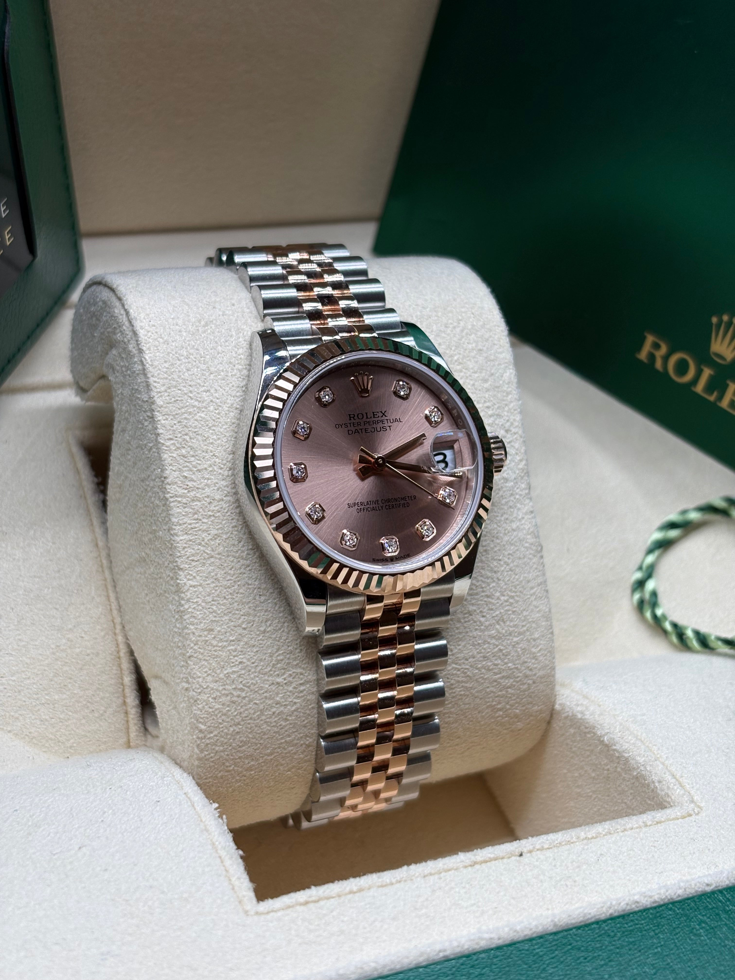 Rolex Datejust 31 Sundust Diamond Dial Two Tone Rose Gold