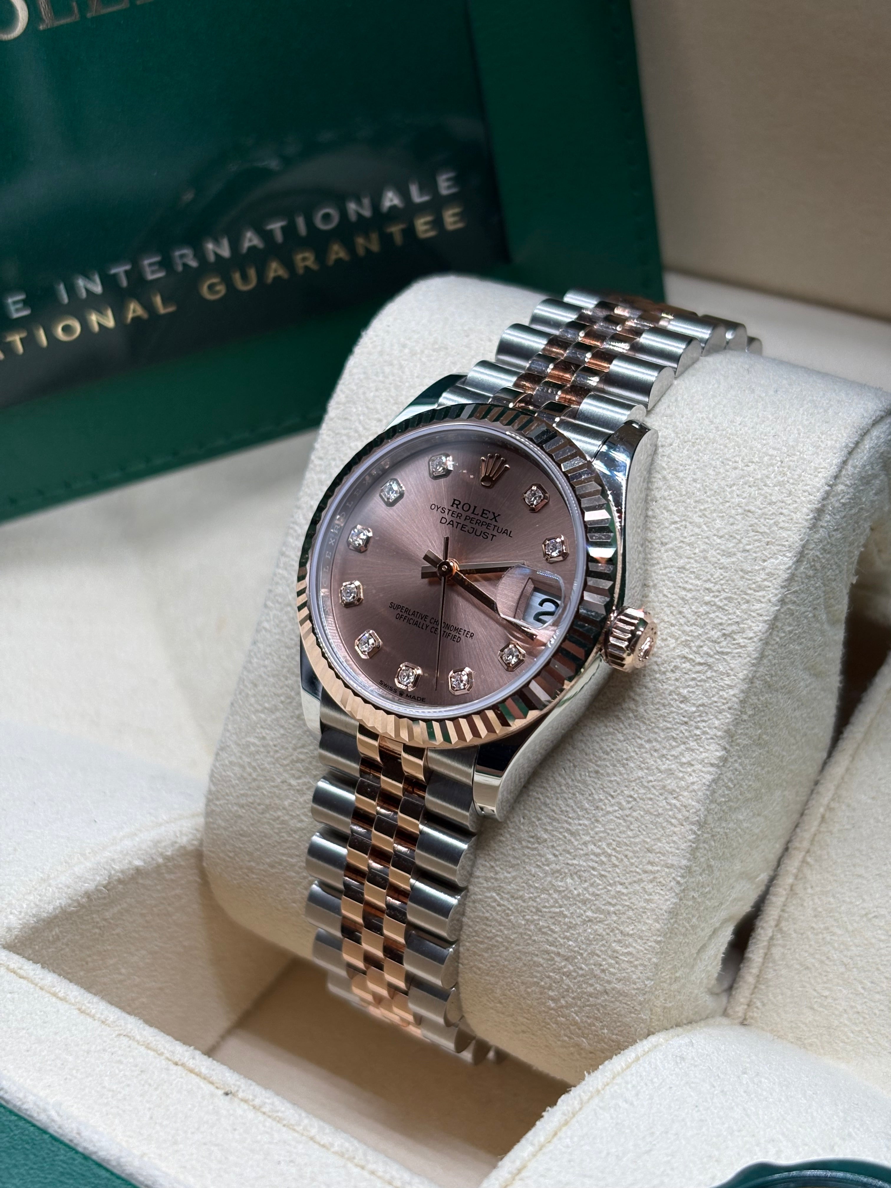 Rolex Datejust 31 Sundust Diamond Dial Two Tone Rose Gold