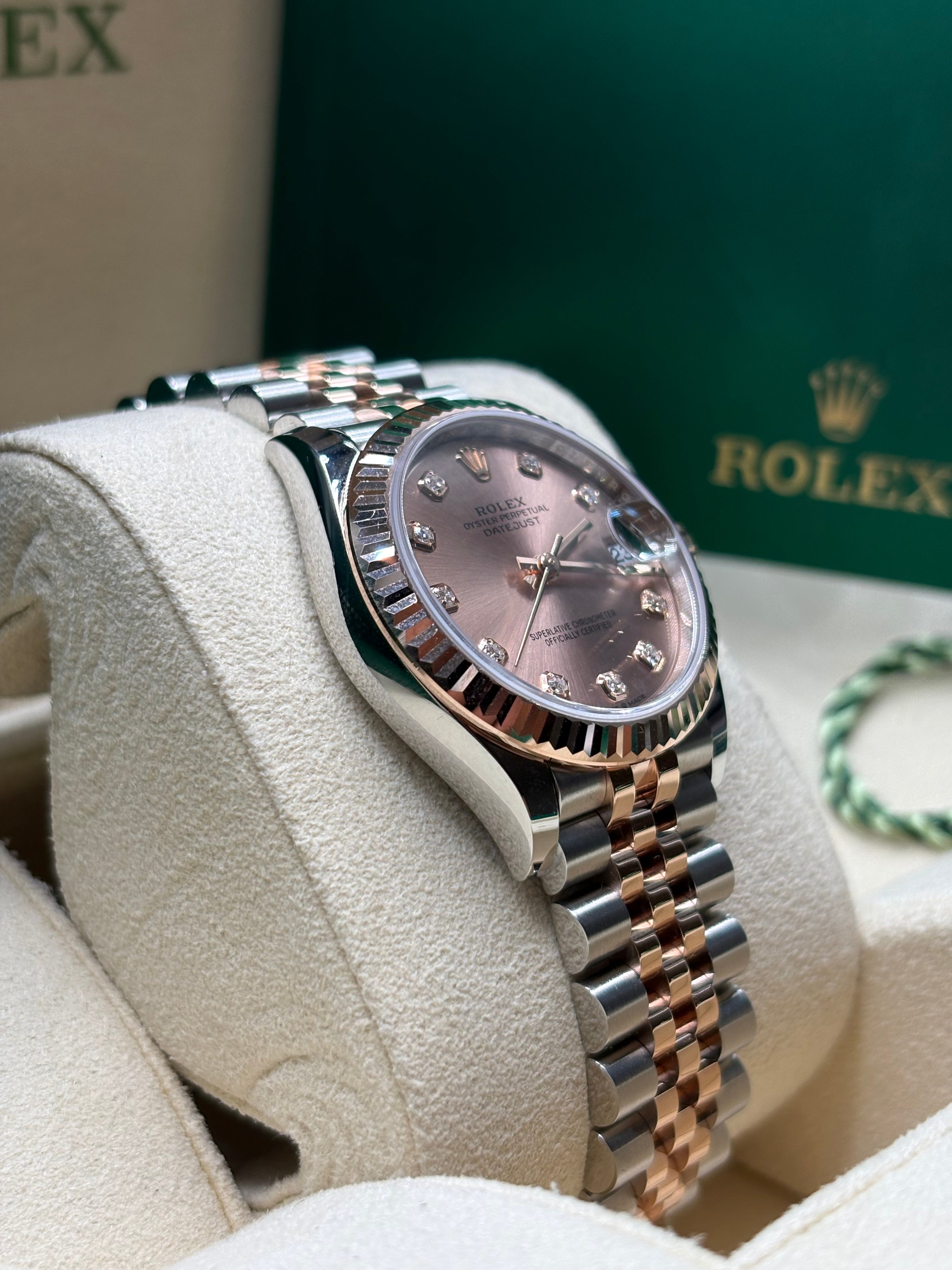 Rolex Datejust 31 Sundust Diamond Dial Two Tone Rose Gold