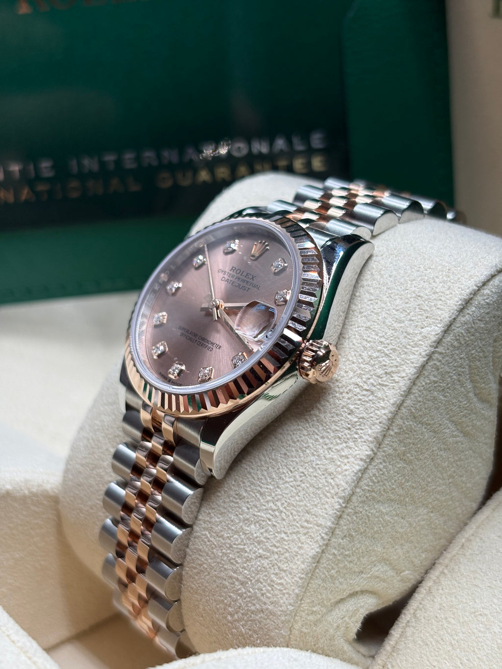 Rolex Datejust 31 Sundust Diamond Dial Two Tone Rose Gold