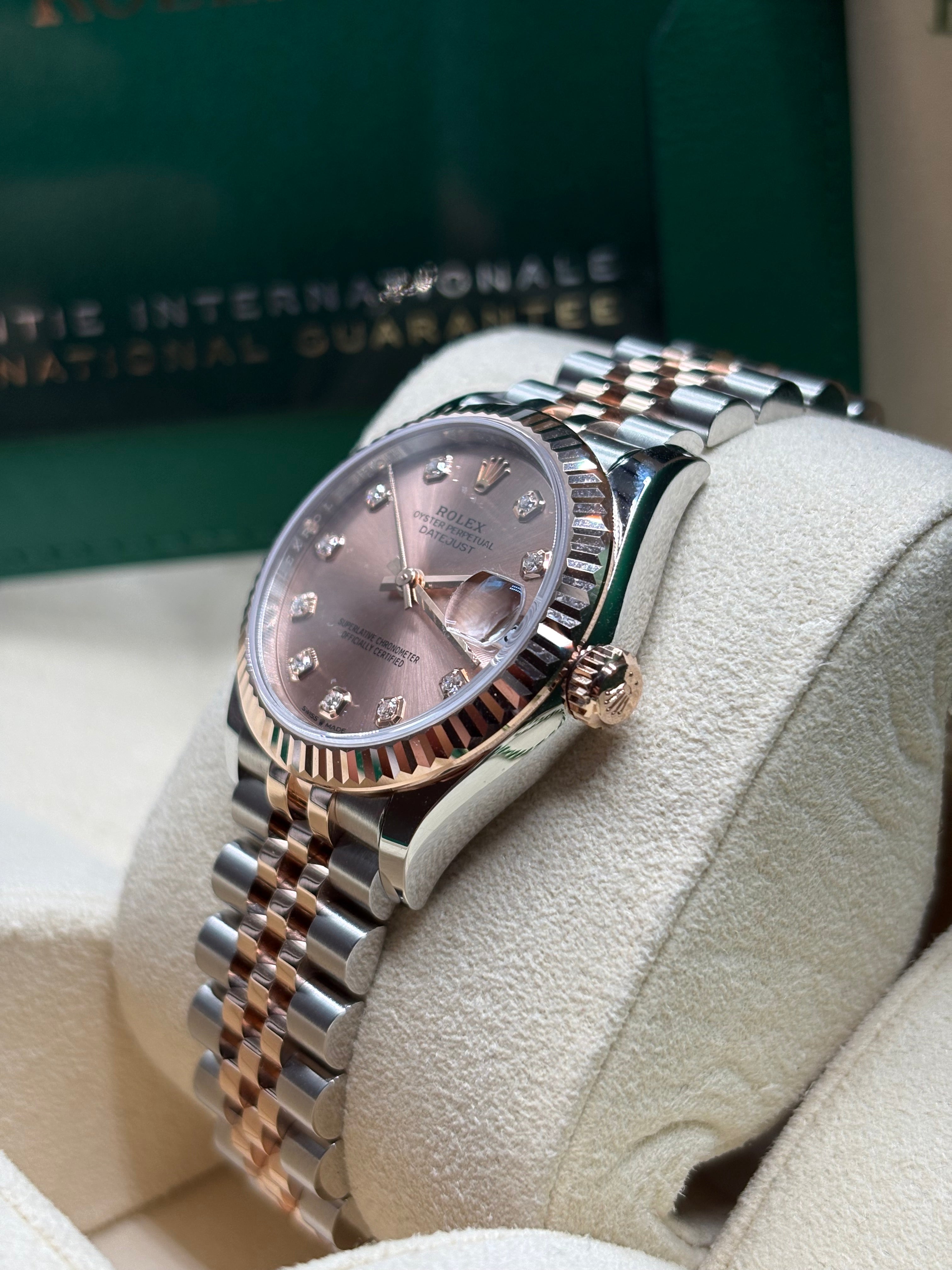 Rolex Datejust 31 Sundust Diamond Dial Two Tone Rose Gold