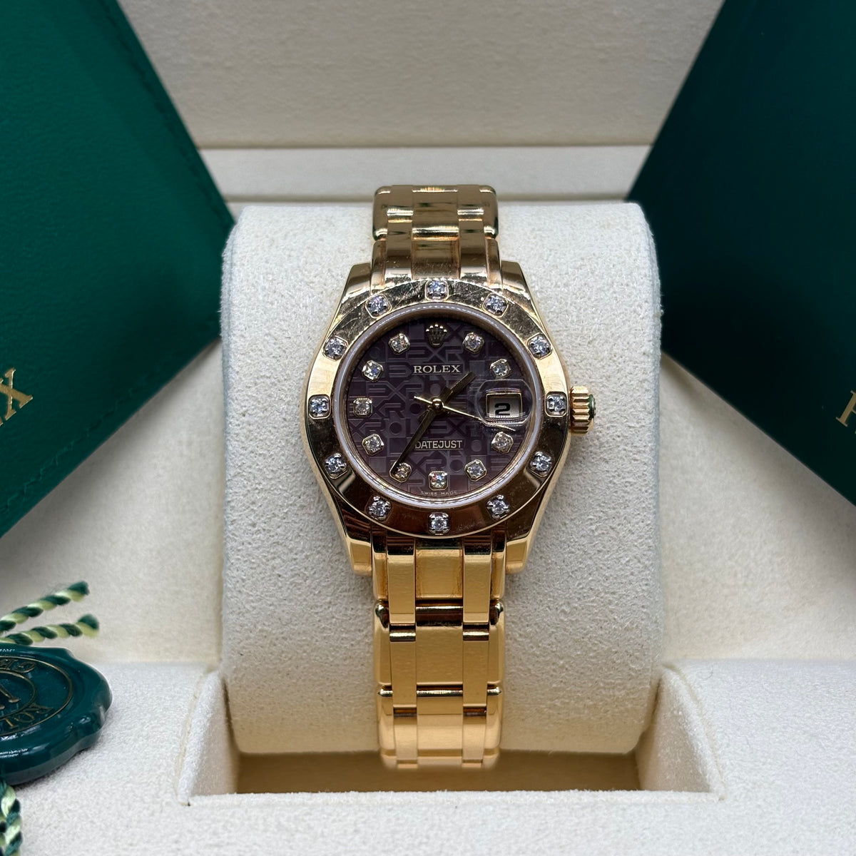 Rolex Pearlmaster 29mm Black Anniversary Diamond Dial Solid 18kt Gold - Ref. 80318