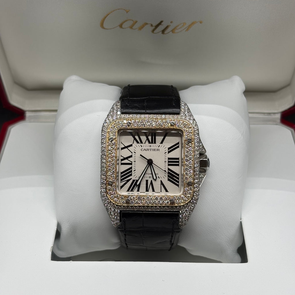 Cartier Santos Large Silver Roman Dial Diamond Two-Tone - Ref. W2SA0006