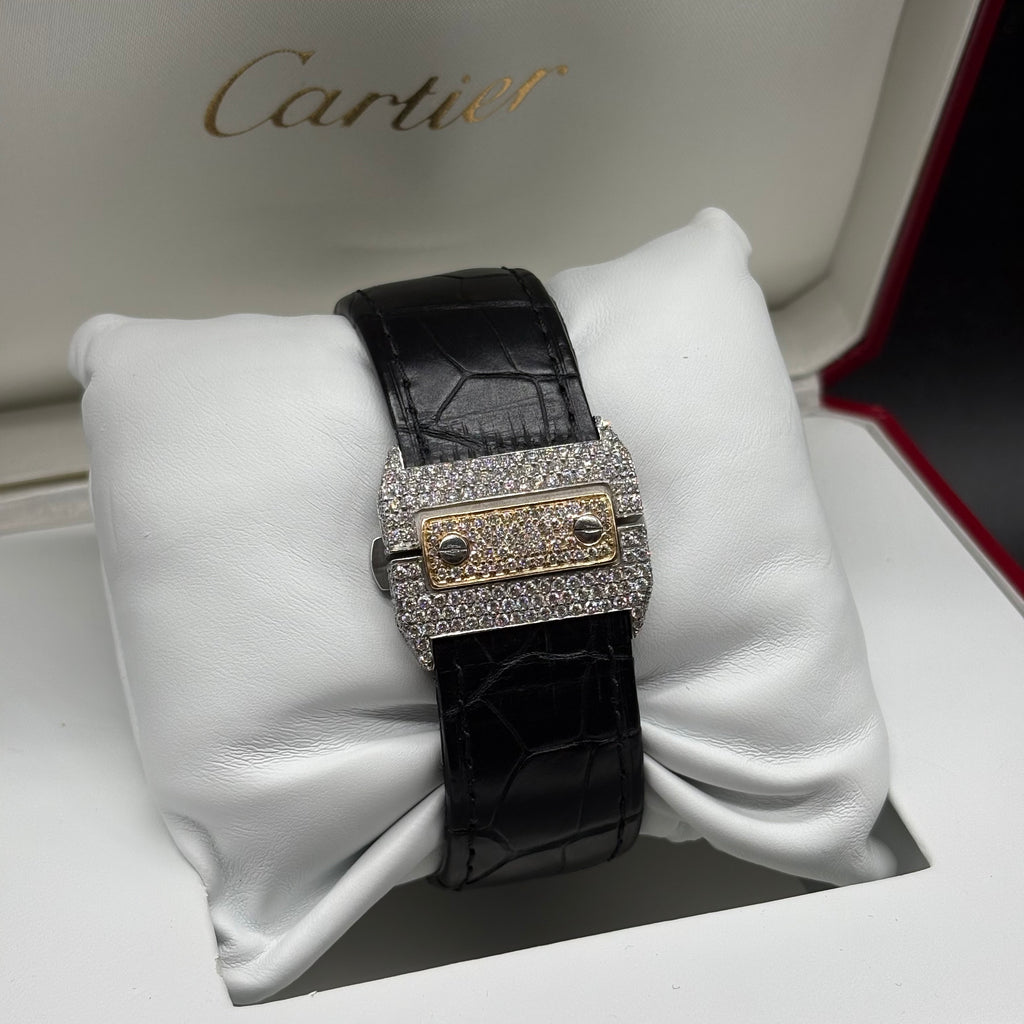 Cartier Santos Large Silver Roman Dial Diamond Two-Tone - Ref. W2SA0006