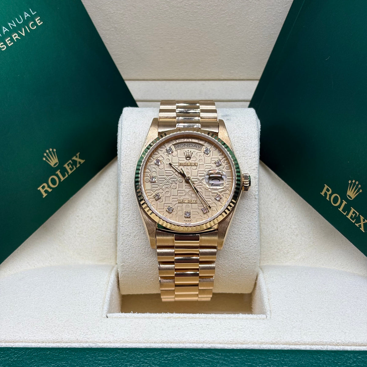 Rolex Day-Date 36mm 18k Solid Gold Factory Diamond Computer Dial 18038