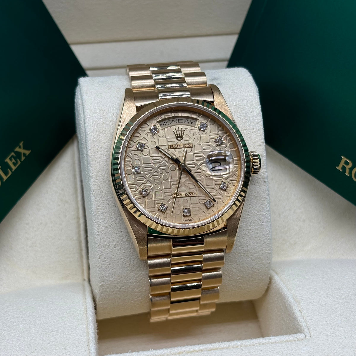 Rolex Day-Date 36mm 18k Solid Gold Factory Diamond Computer Dial 18038