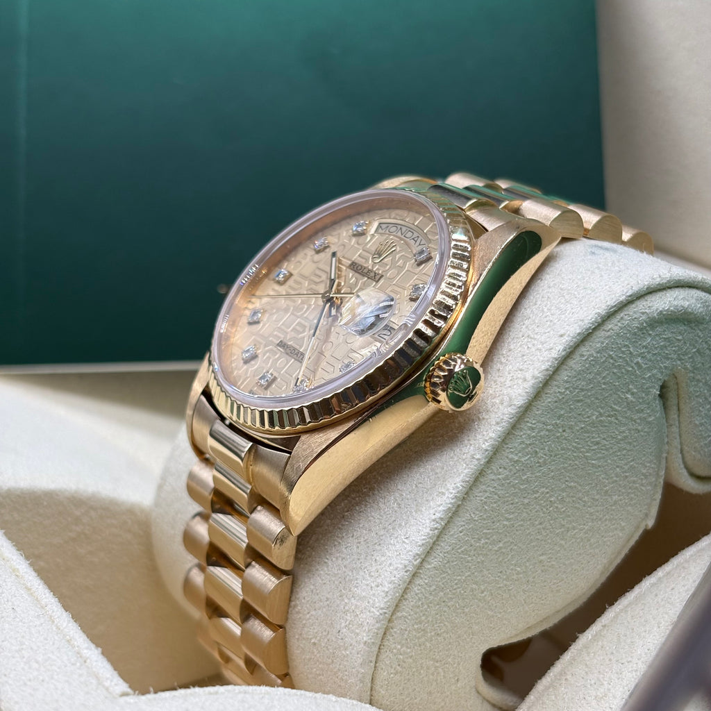 Rolex Day-Date 36mm 18k Solid Gold Factory Diamond Computer Dial 18038