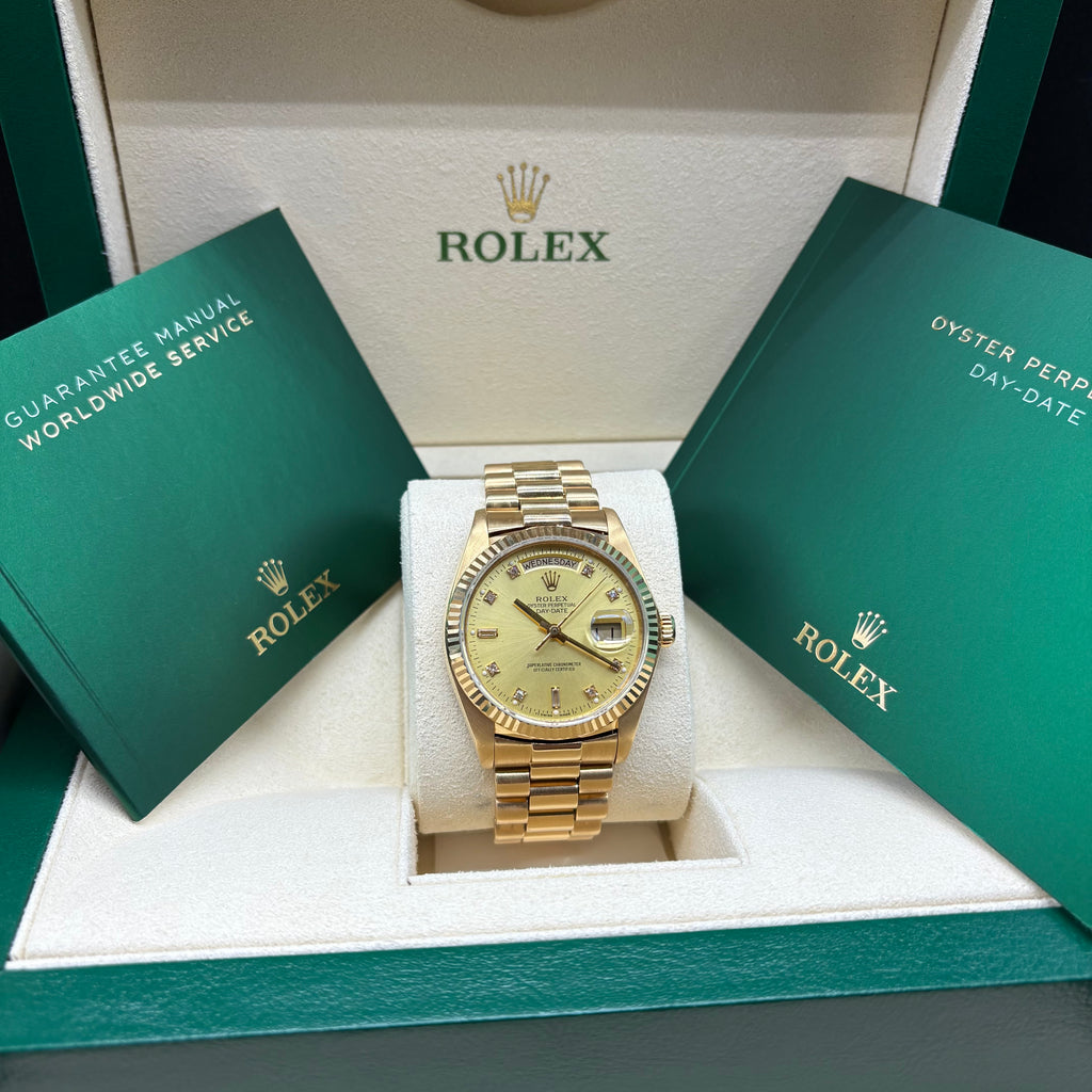 Rolex Day-Date 36mm 18k Solid Gold Factory Lemon Diamond Dial 18038