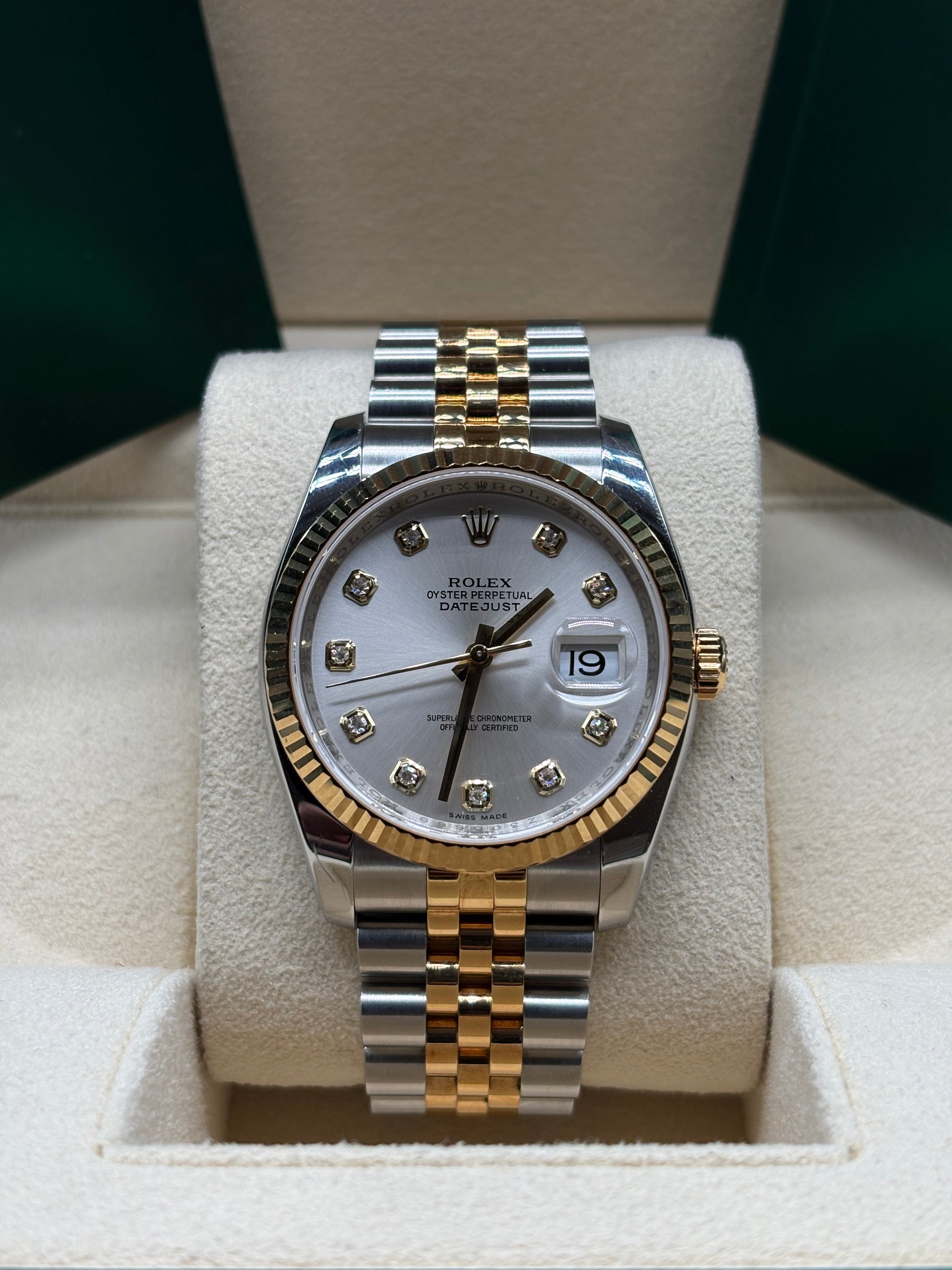 Rolex Datejust 36mm Silver Diamond Dial