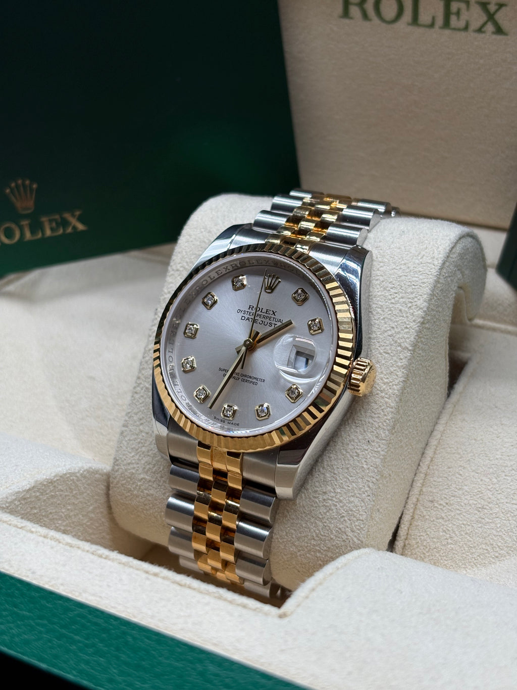Rolex Datejust 36mm Silver Diamond Dial