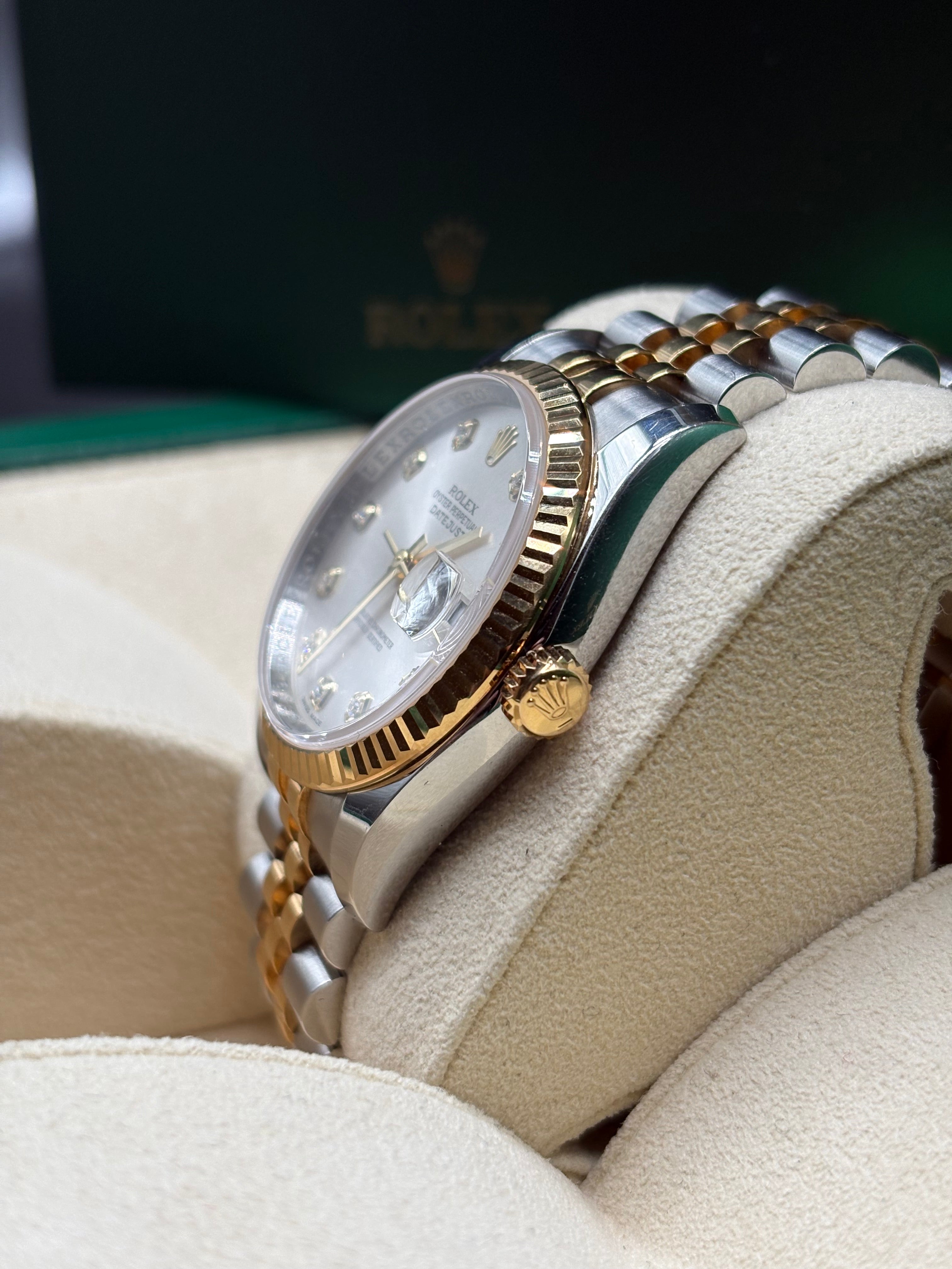Rolex Datejust 36mm Silver Diamond Dial