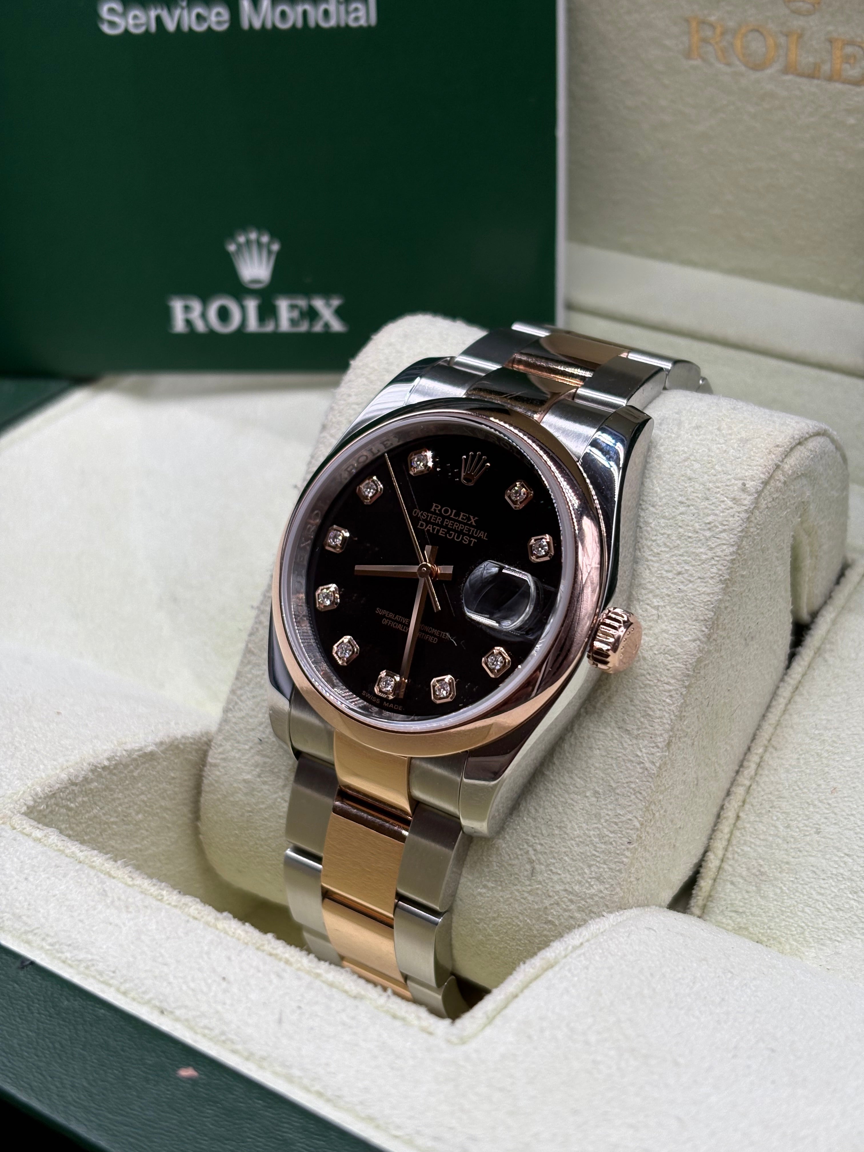 Rolex Datejust 36mm Black Diamond Dial Full Set