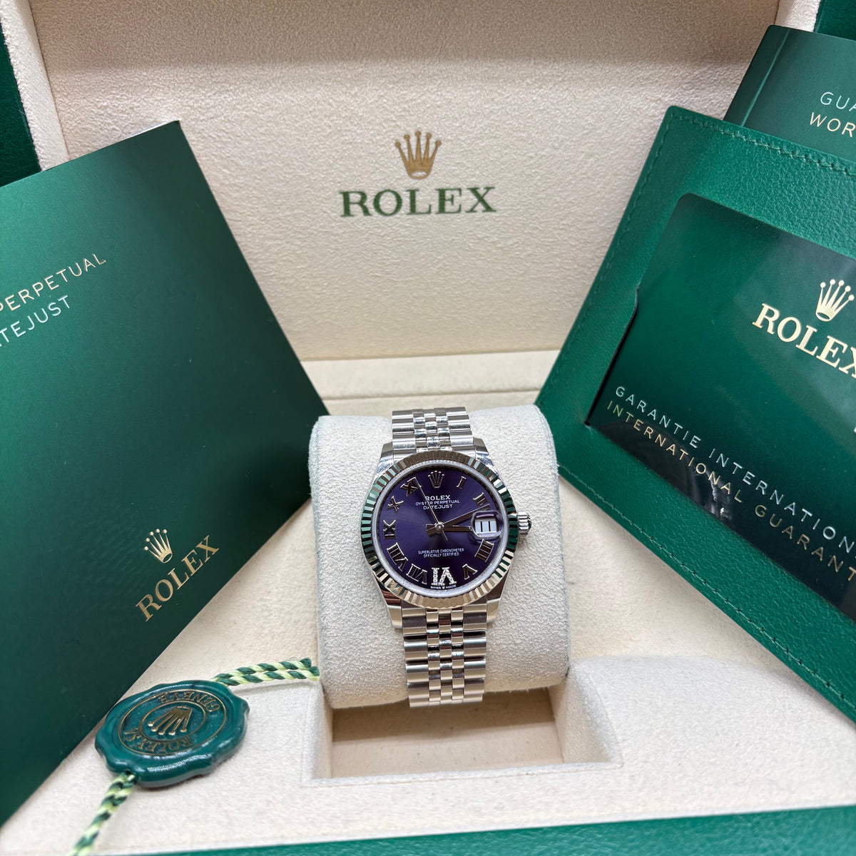 Rolex Datejust 31mm Stainless Steel Purple Aubergine Dial 278274 Complete Set