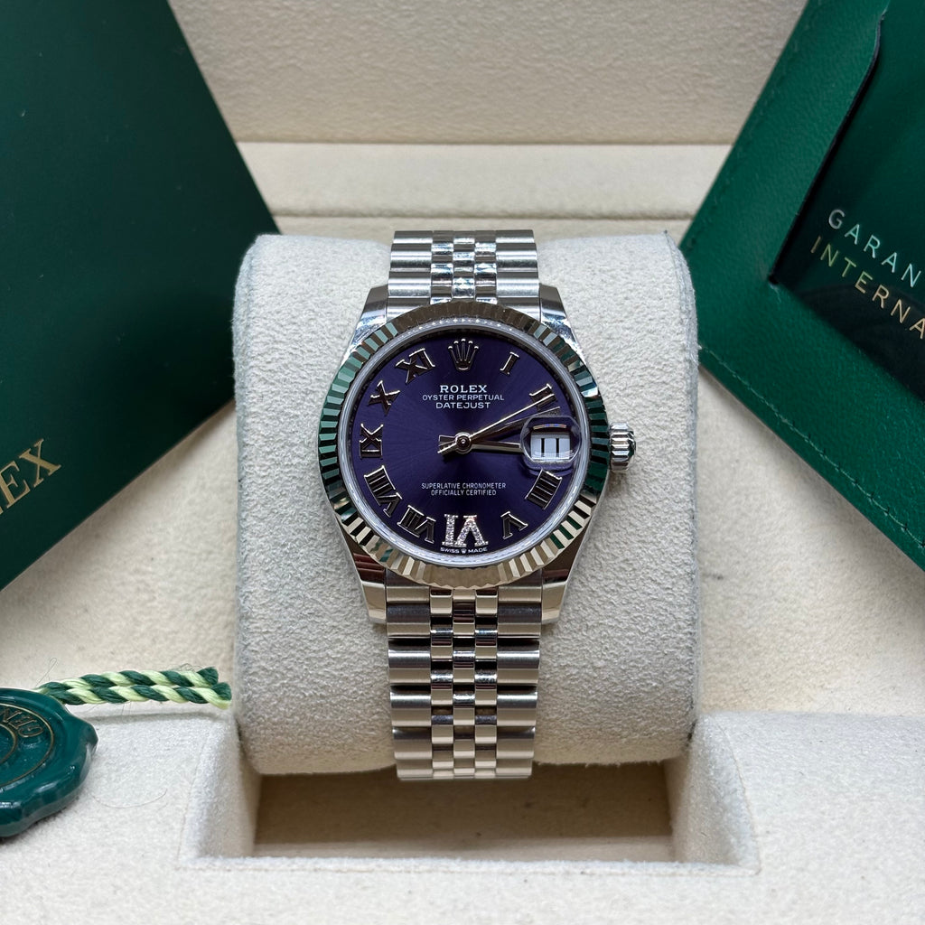 Rolex Datejust 31mm Stainless Steel Purple Aubergine Dial 278274 Complete Set