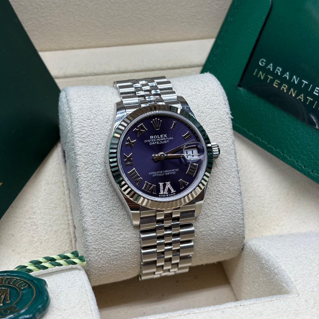 Rolex Datejust 31mm Stainless Steel Purple Aubergine Dial 278274 Complete Set
