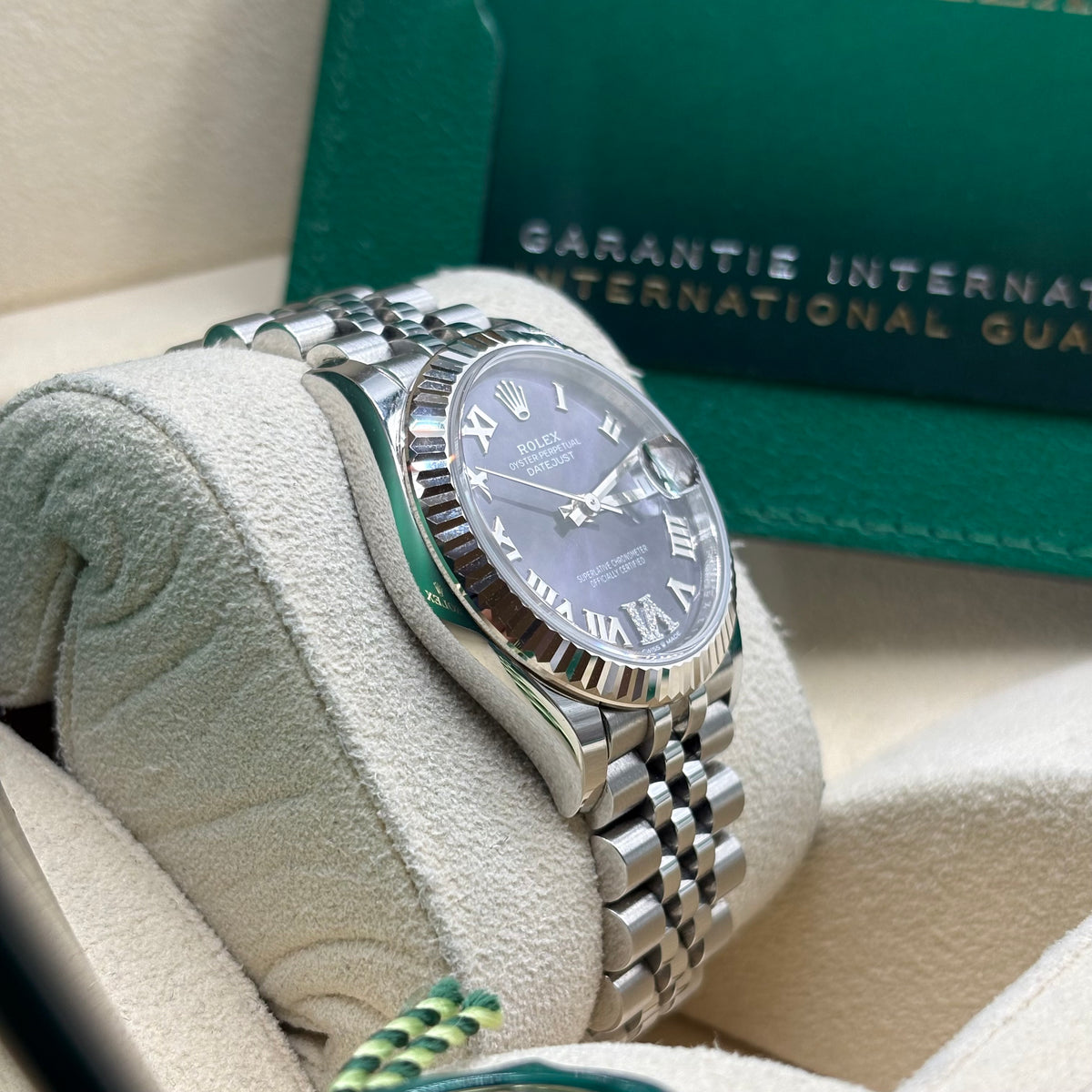 Rolex Datejust 31mm Stainless Steel Purple Aubergine Dial 278274 Complete Set