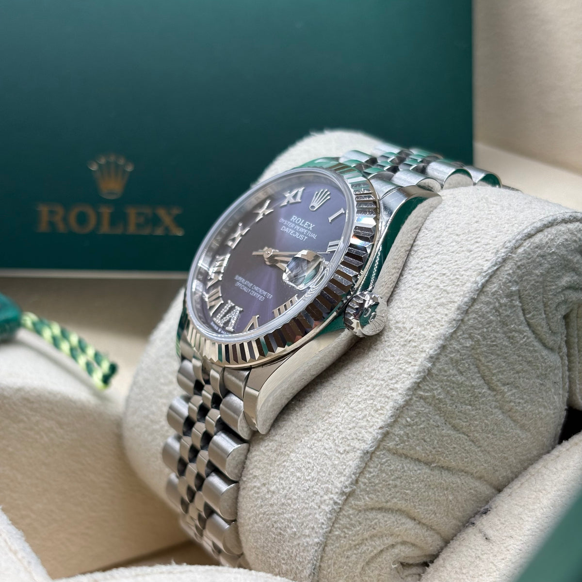 Rolex Datejust 31mm Stainless Steel Purple Aubergine Dial 278274 Complete Set