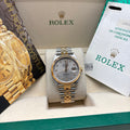Rolex Datejust 36mm Factory Silver Computer Diamond Dial 16233 Complete Set