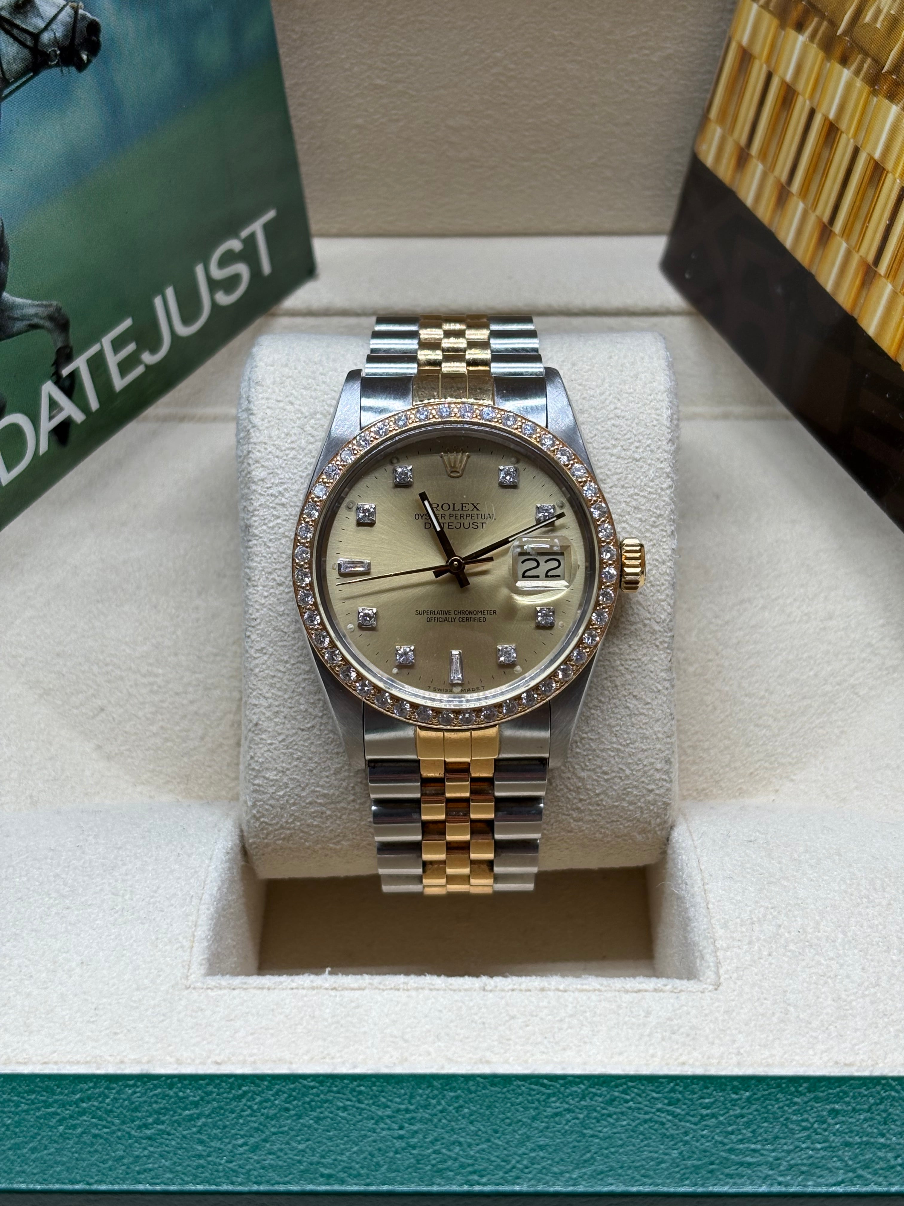 Rolex Datejust 36 Two-Tone Champagne Diamond Dial Diamond Bezel Jubilee