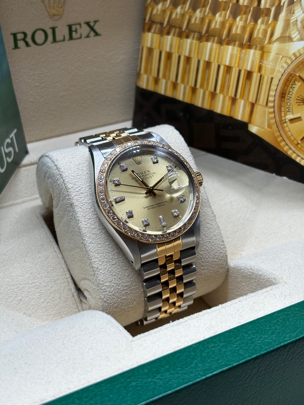 Rolex Datejust 36 Two-Tone Champagne Diamond Dial Diamond Bezel Jubilee