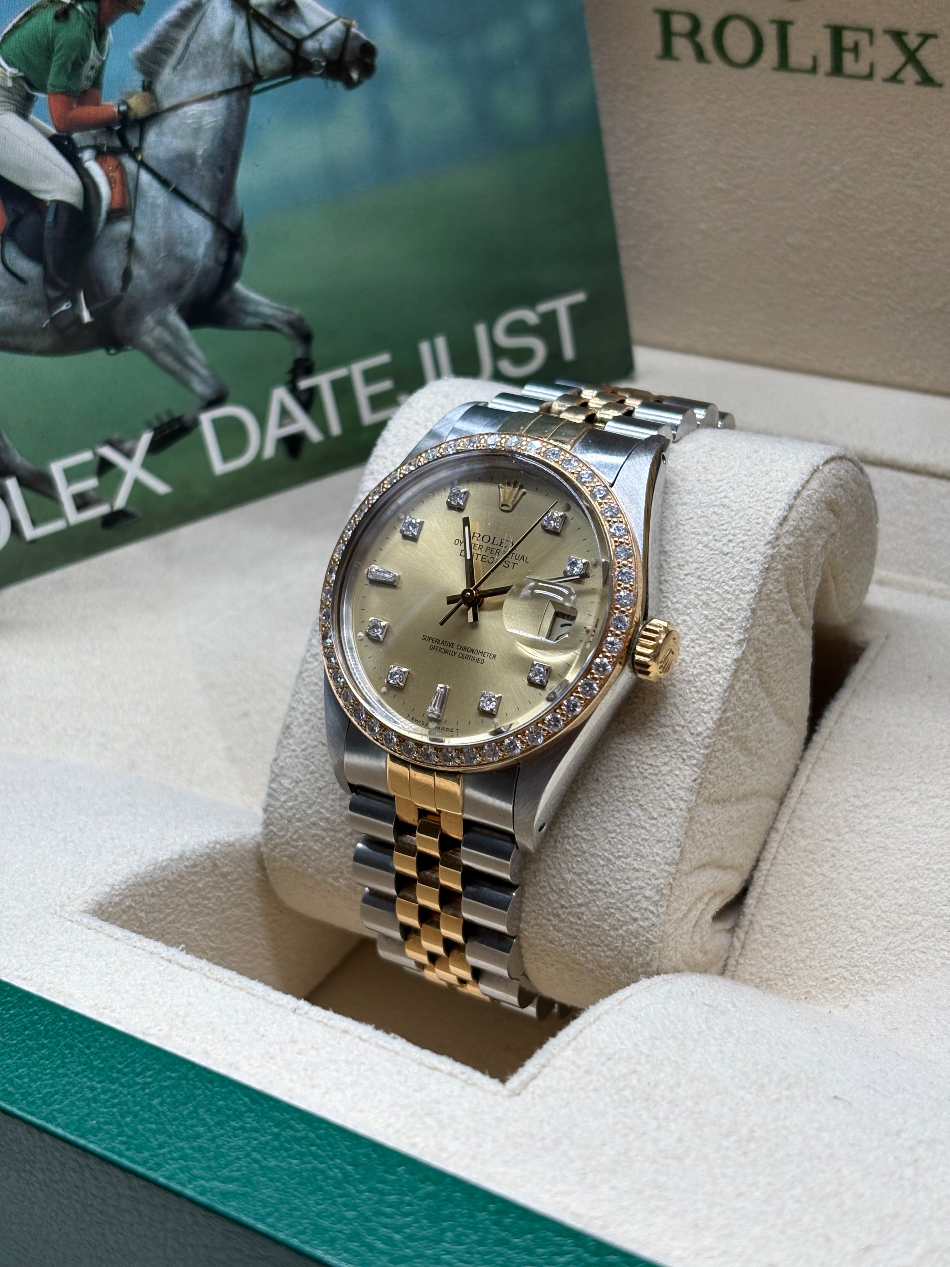 Rolex Datejust 36 Two-Tone Champagne Diamond Dial Diamond Bezel Jubilee