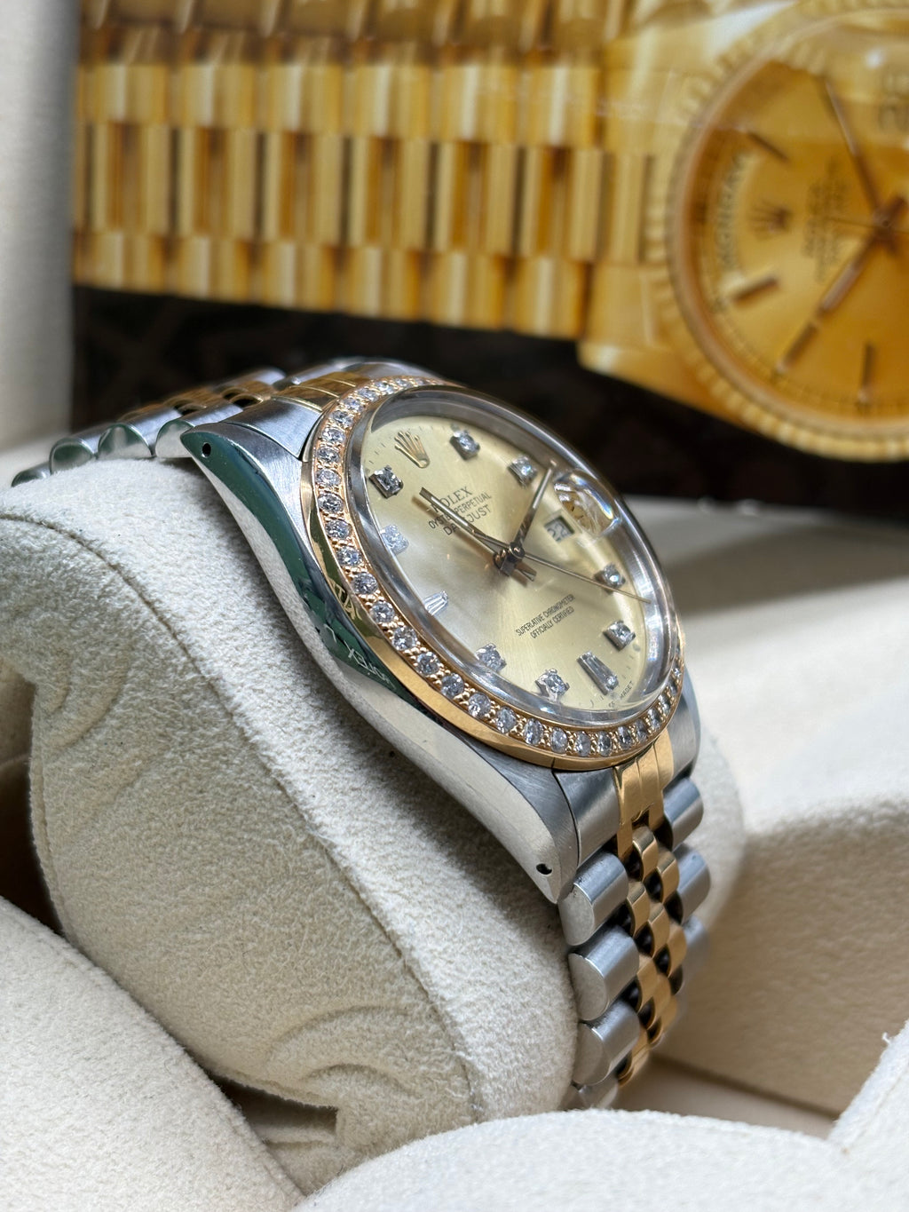 Rolex Datejust 36 Two-Tone Champagne Diamond Dial Diamond Bezel Jubilee