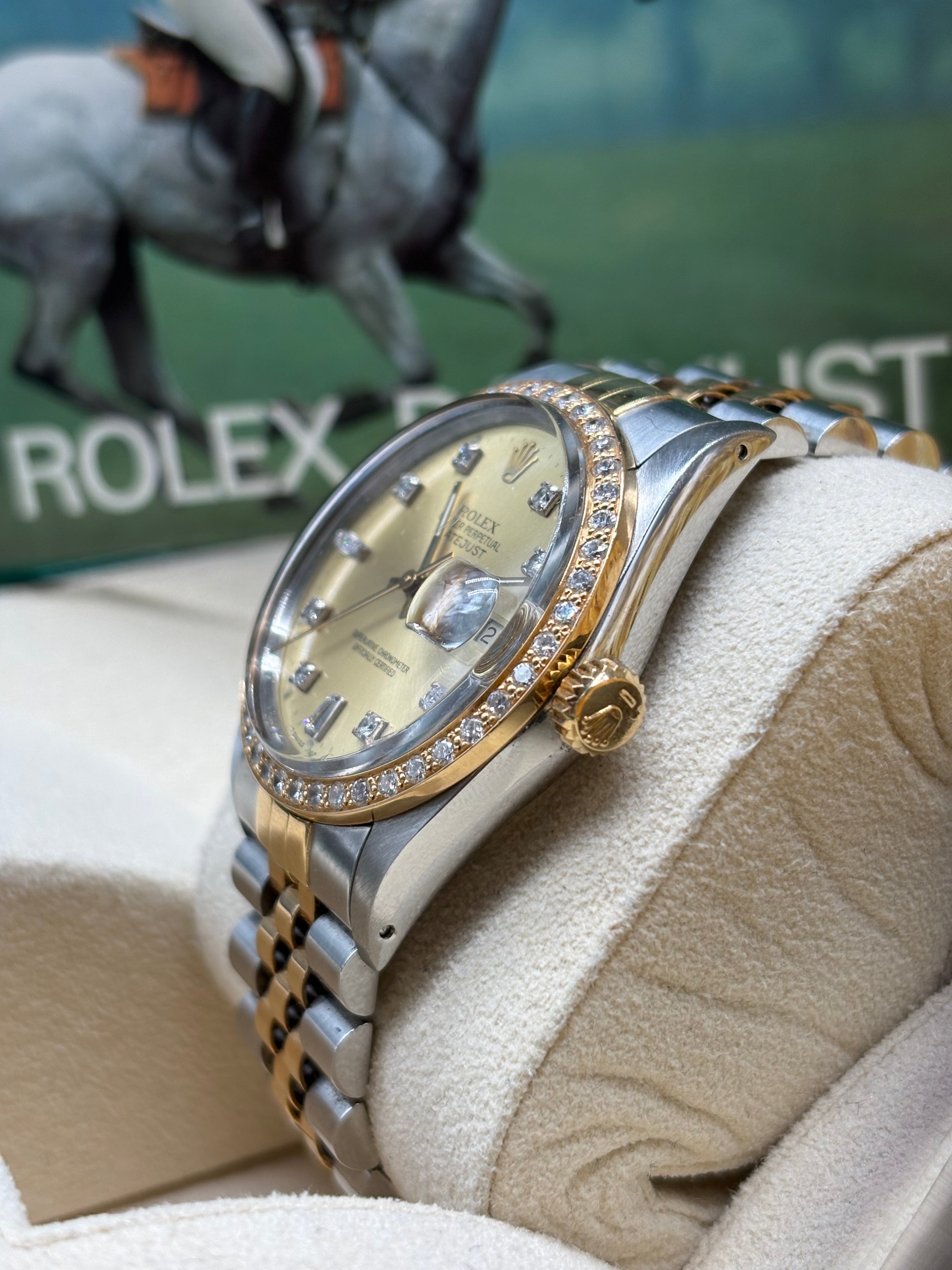 Rolex Datejust 36 Two-Tone Champagne Diamond Dial Diamond Bezel Jubilee