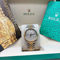 Rolex Datejust 36mm Two Tone Silver Tapestry Dial 16013