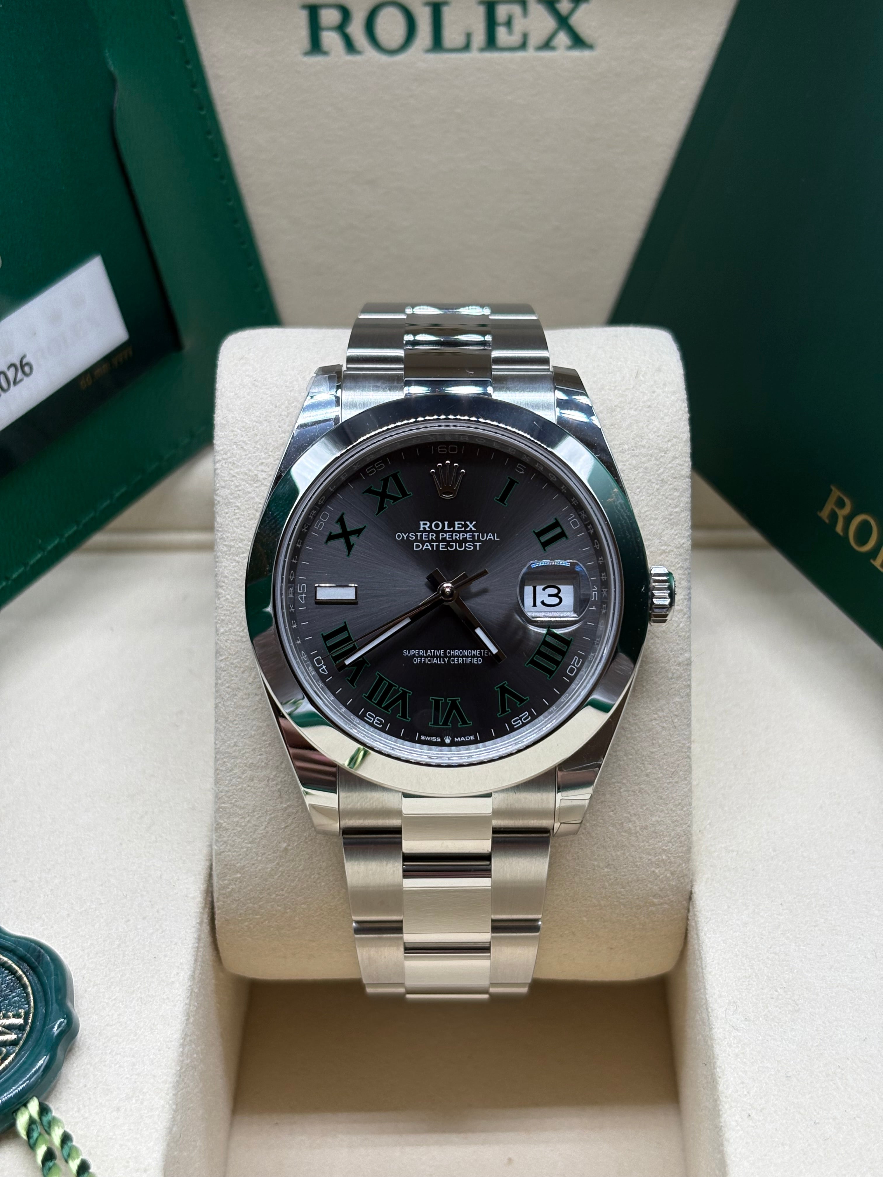 Rolex Datejust 41 Stainless Steel "Wimbledon" Dial 126300 Full Set