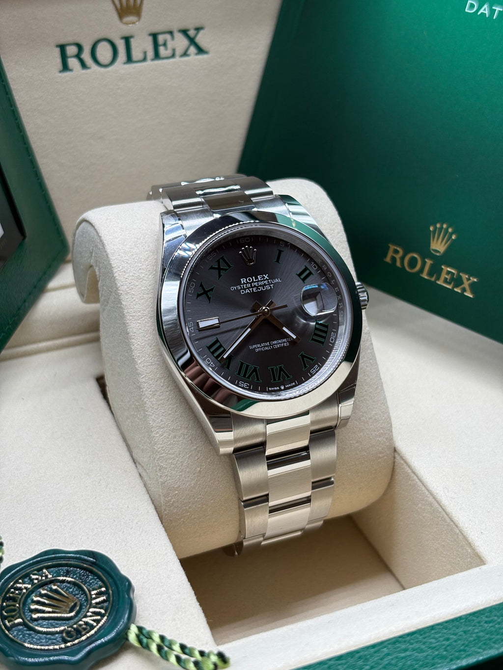 Rolex Datejust 41 Stainless Steel "Wimbledon" Dial 126300 Full Set