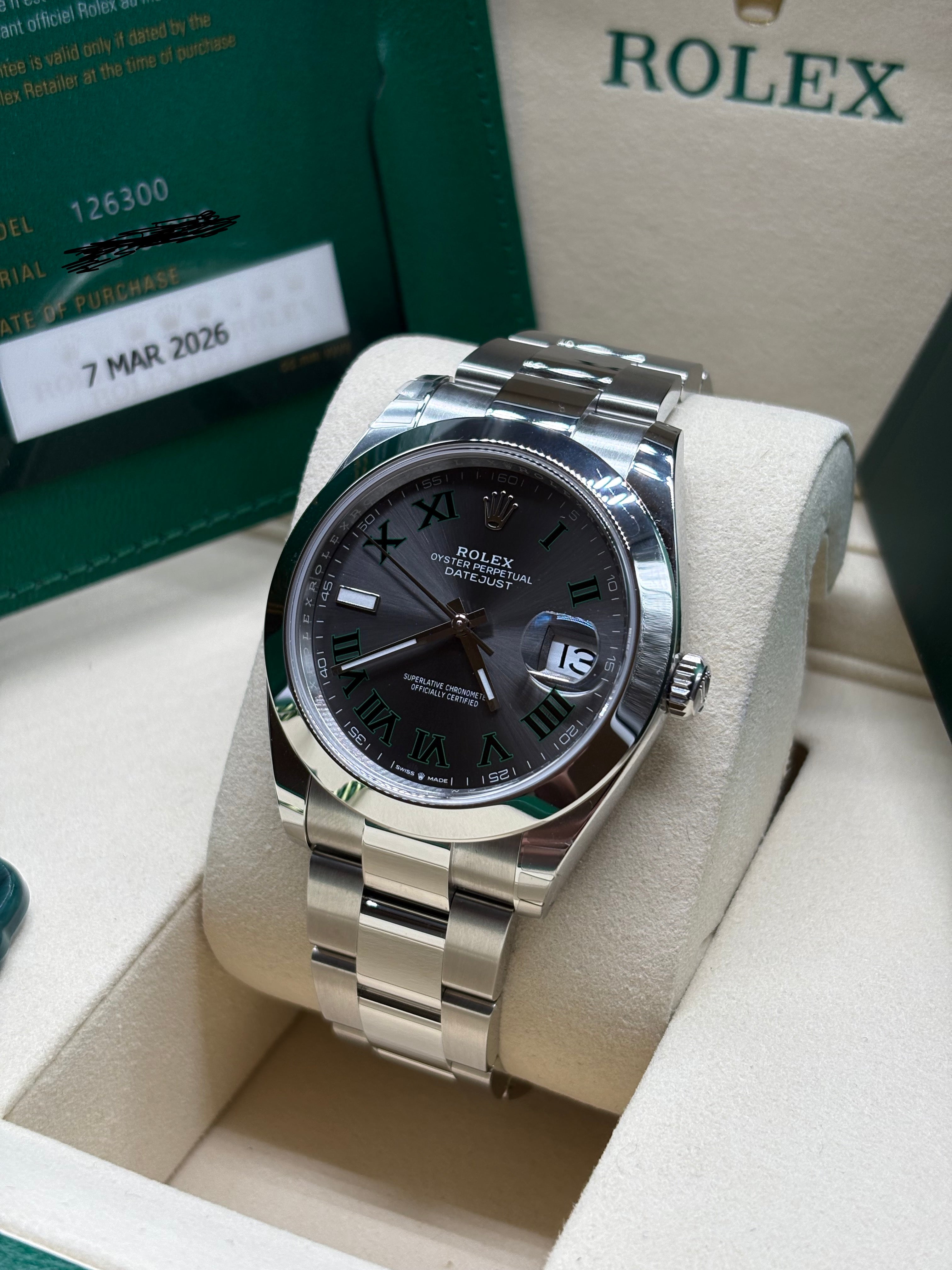 Rolex Datejust 41 Stainless Steel "Wimbledon" Dial 126300 Full Set
