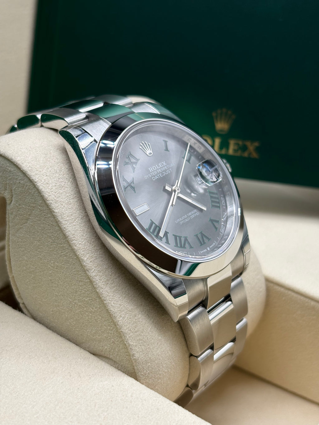 Rolex Datejust 41 Stainless Steel "Wimbledon" Dial 126300 Full Set