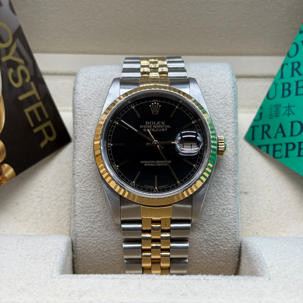 Rolex Datejust 36mm Two Tone Black Dial 16233