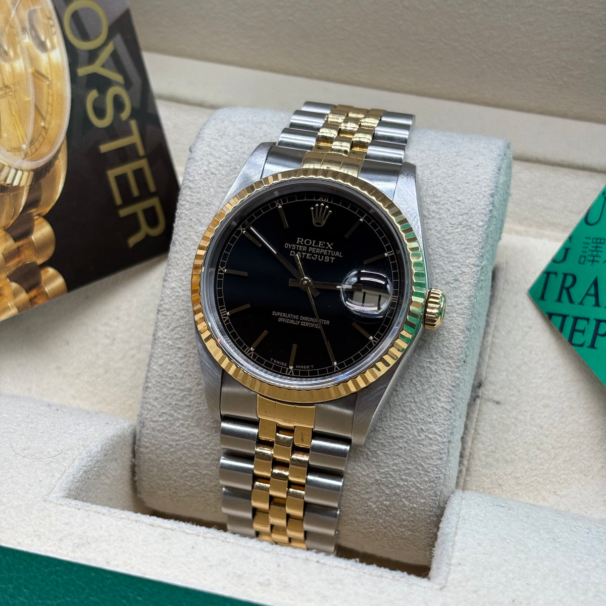 Rolex Datejust 36mm Two Tone Black Dial 16233