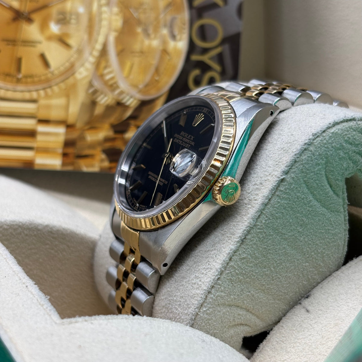 Rolex Datejust 36mm Two Tone Black Dial 16233
