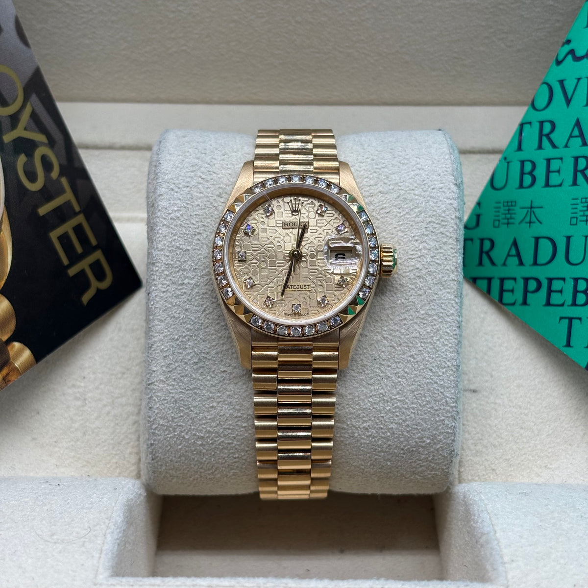 Rolex Lady-Datejust 26mm 18k Solid Gold President Factory Diamond Bezel / Dial 69268