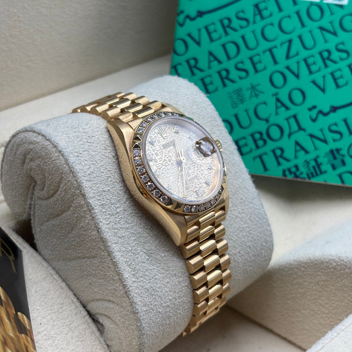 Rolex Lady-Datejust 26mm 18k Solid Gold President Factory Diamond Bezel / Dial 69268