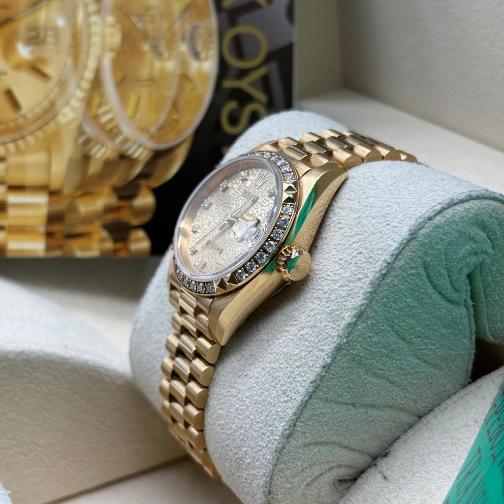 Rolex Lady-Datejust 26mm 18k Solid Gold President Factory Diamond Bezel / Dial 69268