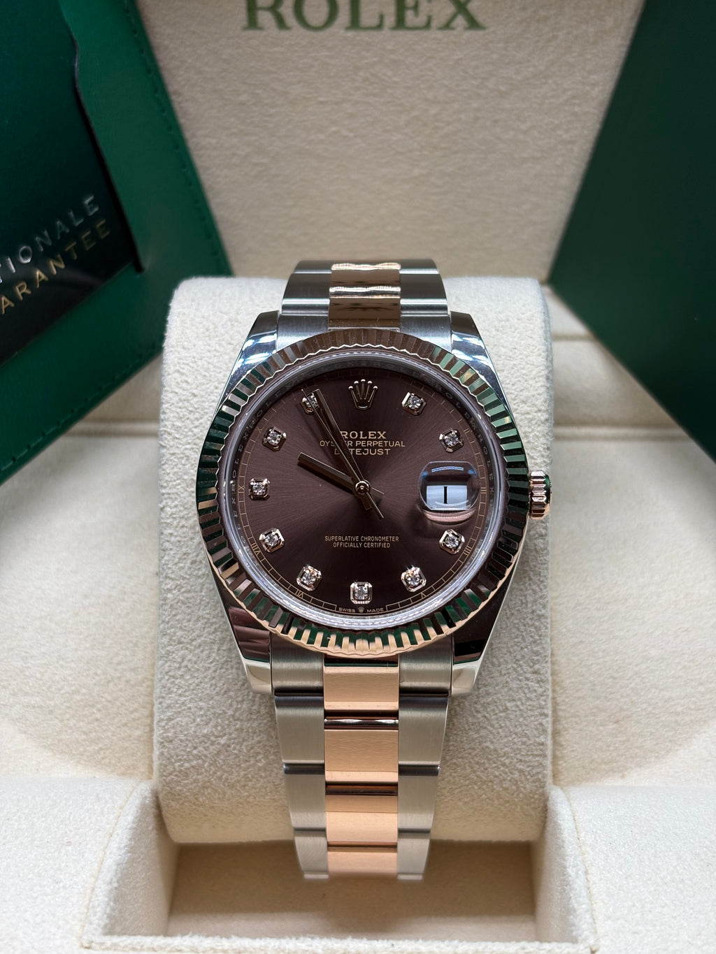 Rolex Datejust 41mm Chocolate Diamond Dial Oyster Band Full Set