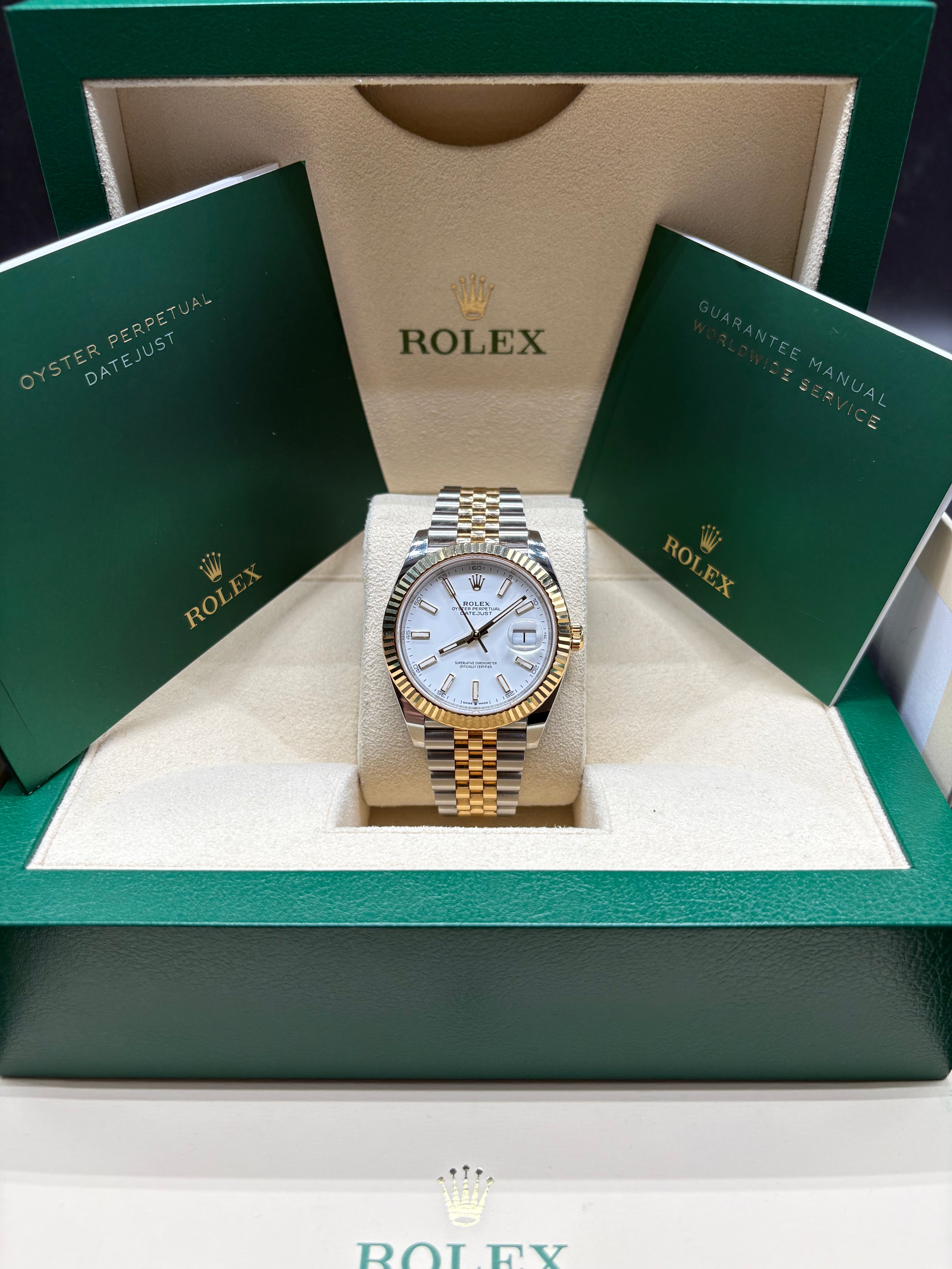 Rolex Datejust 41 White Dial Two Tone Jubilee Bracelet