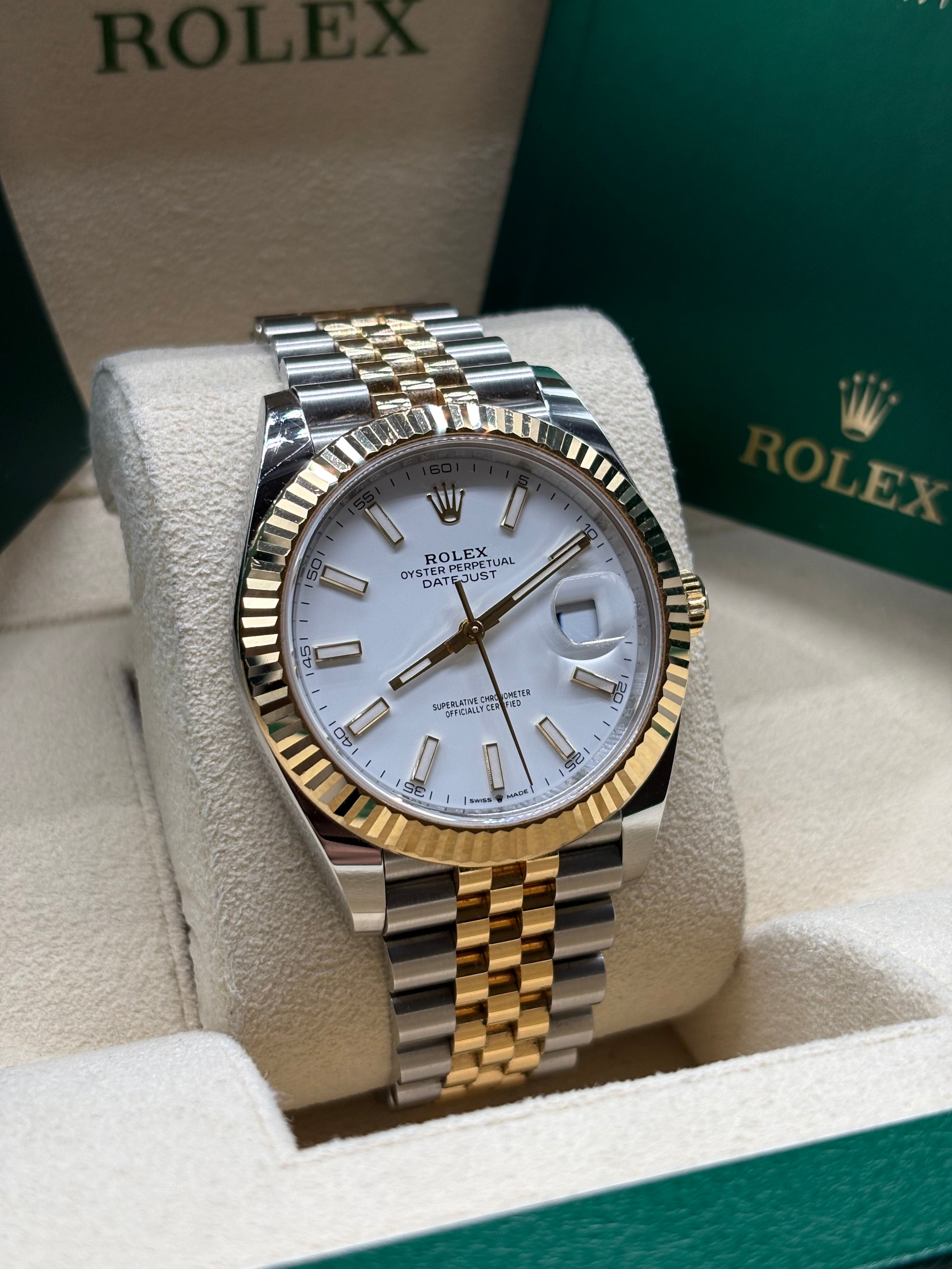 Rolex Datejust 41 White Dial Two Tone Jubilee Bracelet